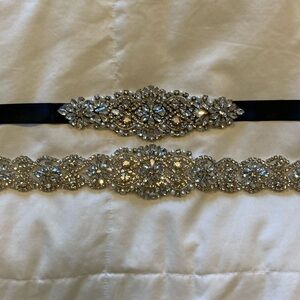 Two for one Sparkly Black and White Rhinestone Belt Wedding Prom